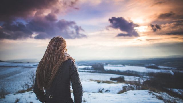 Woman in a wintery field