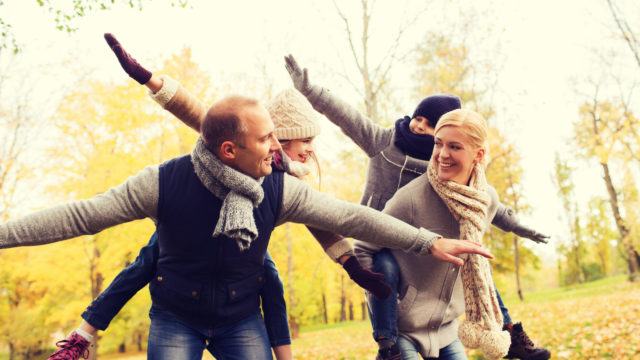 Family having fun in the Autumn