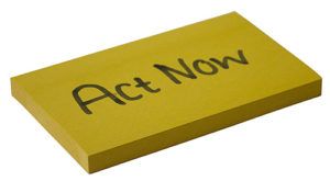 Post it note with Act Now written on the top