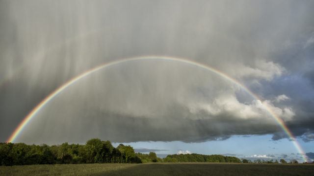 April Showers with rainbow