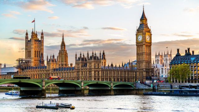 The Palace of Westminster in London in the evening - England