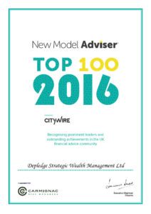 Certifying for Depledge Strategic Wealth Management Ltd as a New Model Adviser Top 100 firm in 2016