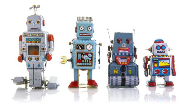Retro Tin Clockwork Robots