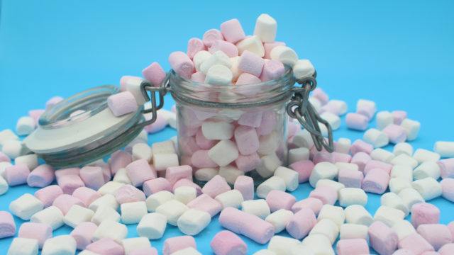 overflowing jar of marshmallows