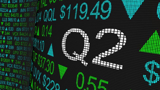 Q2 highlighted on stock market ticker