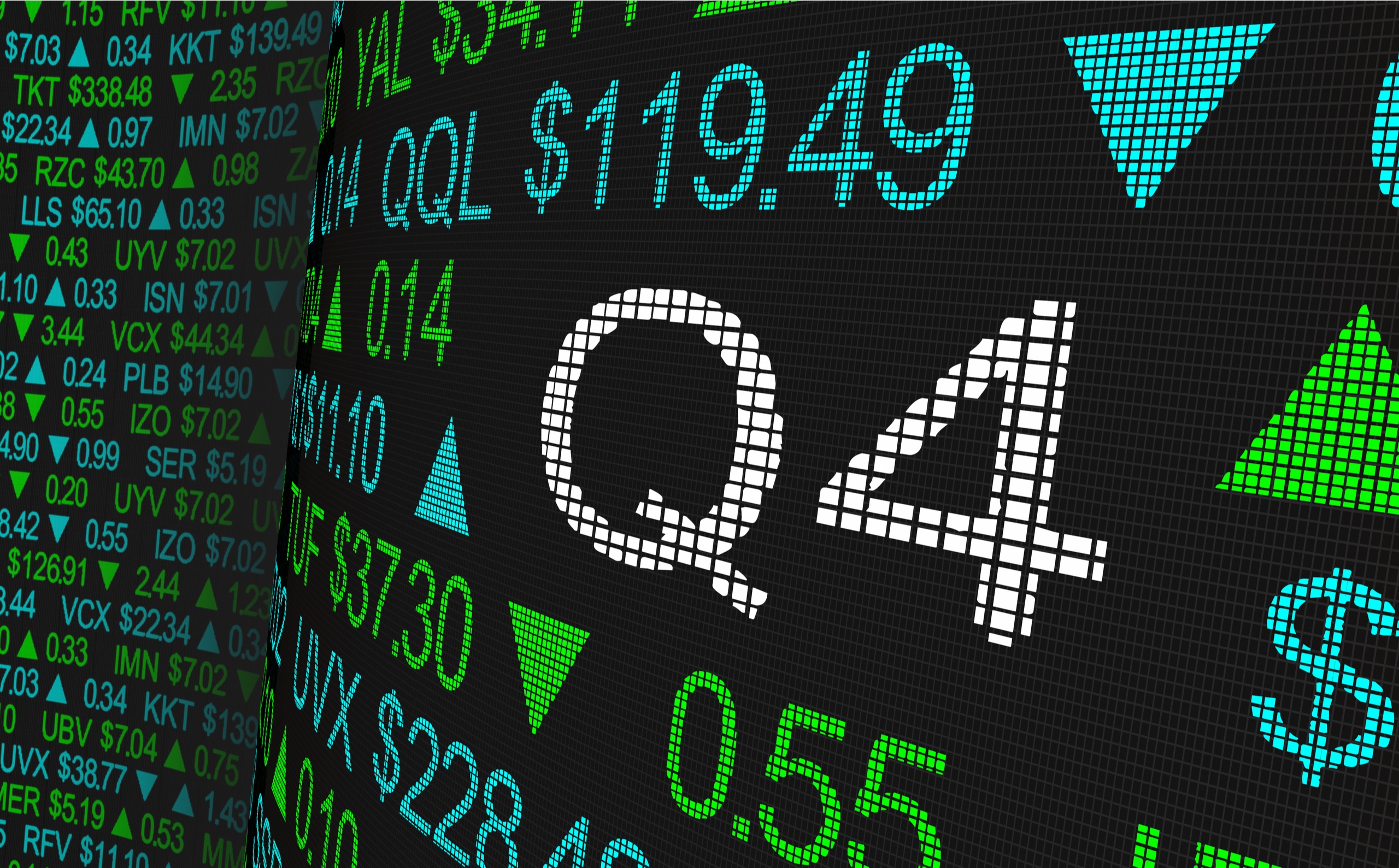 The letters “q4” on a stock market screen