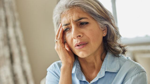 anxious middle-aged woman